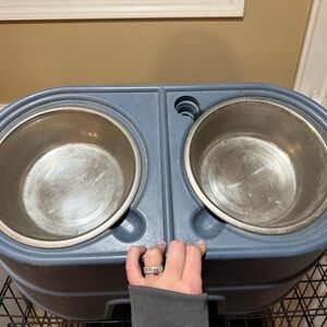 Dual Stainless Steel Pet Bowls in Slate Blue